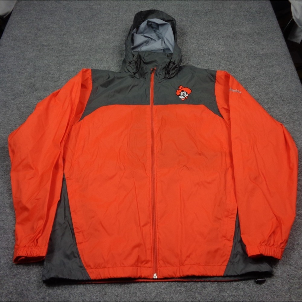 Oklahoma State Columbia Flash Forward Windbreaker Jacket Men M Orange OSU Hood